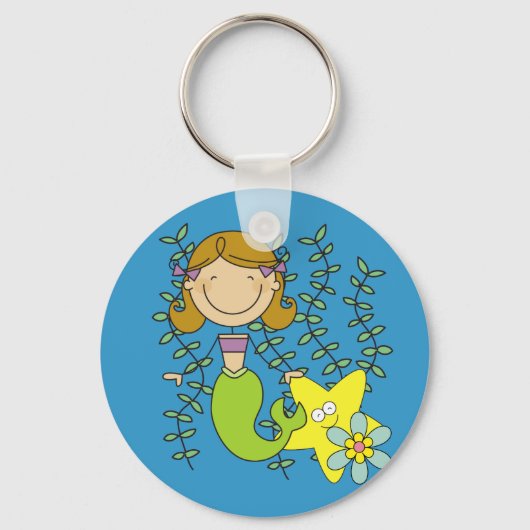 Bruine Haired Meermin Sleutelhanger (Voorkant)