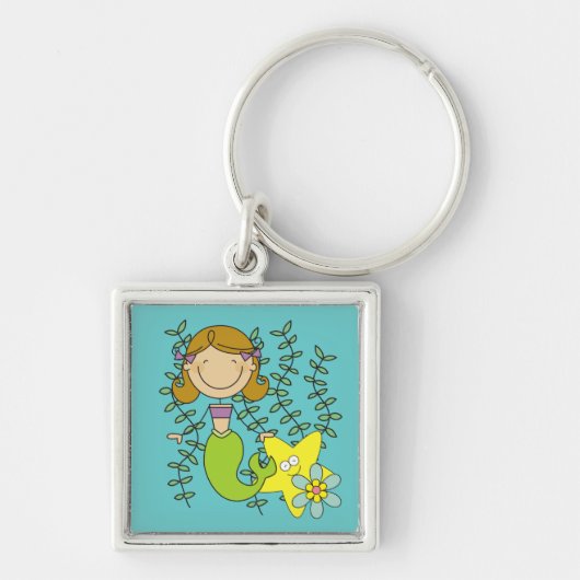 Bruine Haired Meermin Sleutelhanger (Voorkant)
