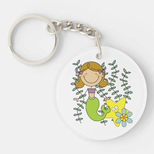 Bruine Haired Meermin Sleutelhanger (Voorkant)