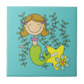 Bruine Haired Meermin Tegeltje (Voorkant)