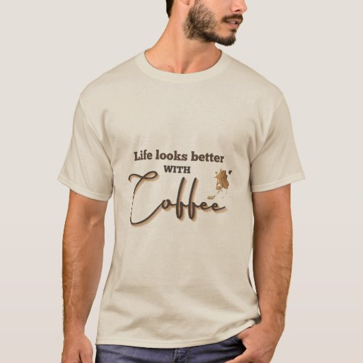 bruine half mouw T-shirt (Voorkant)