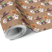 Bruine Halloween verschillende patronen Cadeaupapier (Rol Hoek)