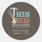 Bruine hamer gardeerklopper handig koppel shower ronde sticker (Voorkant)