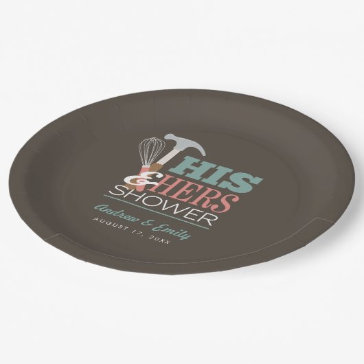 Bruine Hamer Whisk Handy Couple Douche Papieren Bordje (Gekanteld)