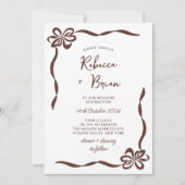 Bruine Hand Getrokken Boog Lint Sketch Wedding Kaart (Voorkant)
