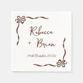 Bruine Hand Getrokken Boog Lint Sketch Wedding Servet (Voorkant)