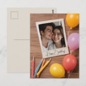Bruine Happy Birthday gepersonaliseerde Poloraid Briefkaart (Voorkant / Achterkant)