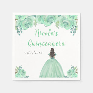 Bruine Haren Prinses Mint Bloemachtige Quinceanera Servet