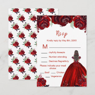 Bruine Haren Prinses Rode Bloemen Sweet Sixteen RSVP Kaartje