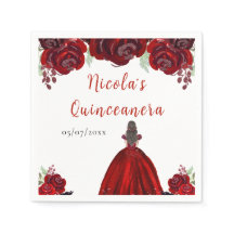 Bruine Haren Prinses Rode Bloemige Quinceanera