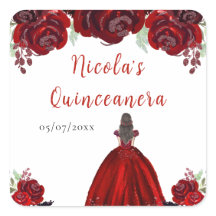 Bruine Haren Prinses Rode Bloemige Quinceanera