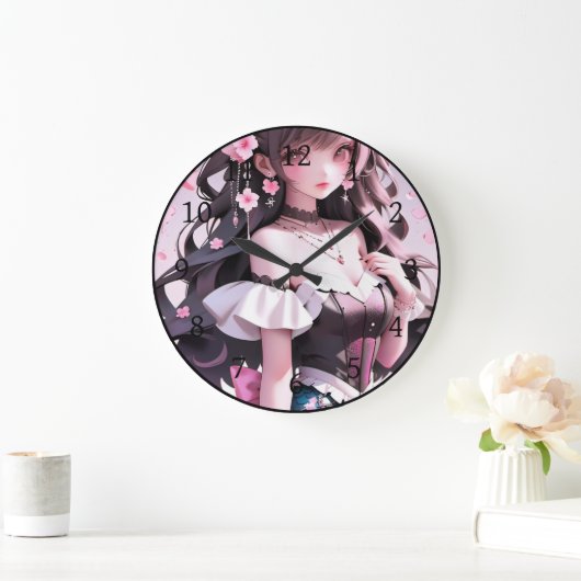 Bruine harige zeemeermin met roze bloemen in haar  grote klok (Huis)