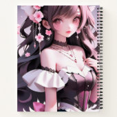 Bruine harige zeemeermin met roze bloemen in haar  notitieboek (Achterkant)