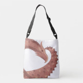 Bruine hartdraak op wit crossbody tas (Achterkant)
