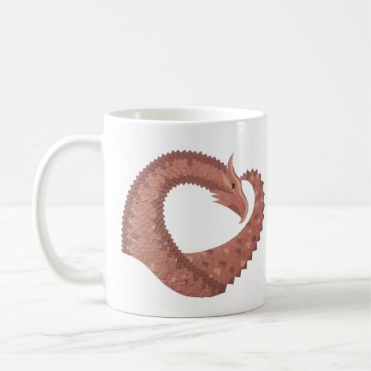 Bruine hartdraak op wit koffiemok (Links)