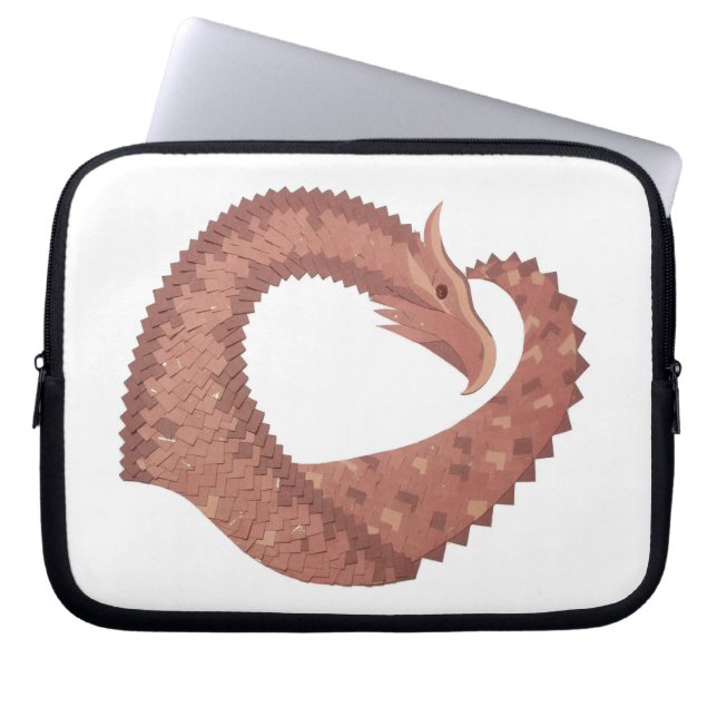 Bruine hartdraak op wit laptop sleeve (Voorkant)