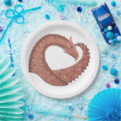 Bruine hartdraak op wit papieren bordje (Feest)