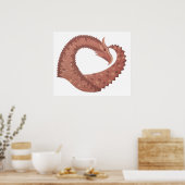 Bruine hartdraak op wit poster (Keuken)