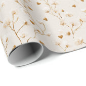 Bruine Harten Blush Bloem Cadeaupapier (Rol Hoek)