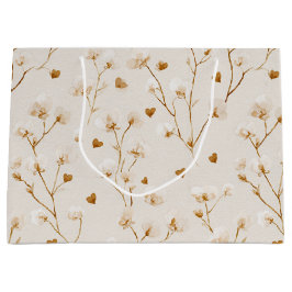 Bruine Harten Blush Bloemrijke Bruiloftsshower Groot Cadeauzakje
