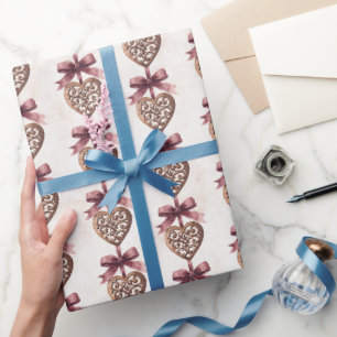 Bruine Harten Rode Boog Bruidsdouche Cadeaupapier