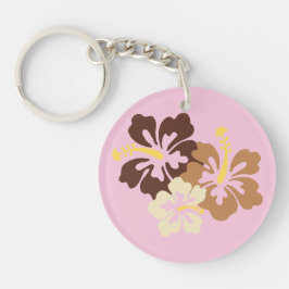 Bruine Hawaiiaanse bloemen Sleutelhanger