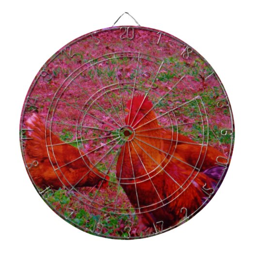 Bruine hennen in de Paarse gras Dartbord (Voorkant)