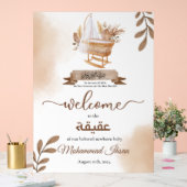 Bruine herfst bladeren kinderwagen baby jongen Aqi Acryl Bord (Huwelijk)