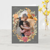 Bruine herfst bloemen Thanksgiving foto Kaart (Gele Bloem)