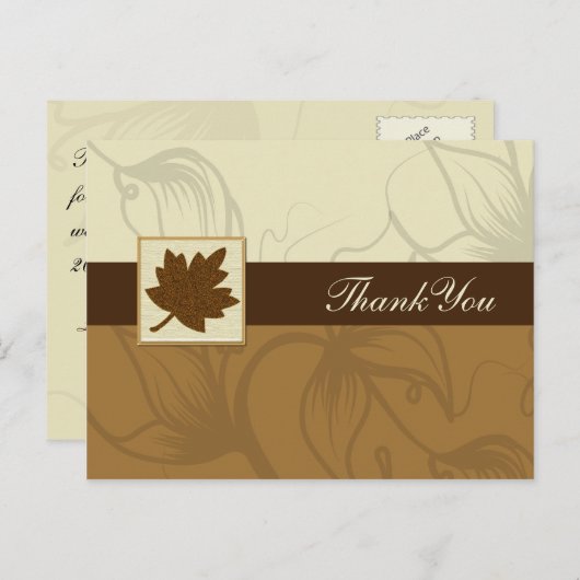 bruine herfst bruiloft Bedankt Briefkaart (Voorkant / Achterkant)
