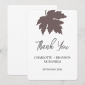 Bruine Herfst Esdoorn Bruiloft Dank Je  Bedankkaart (Voorkant / Achterkant)