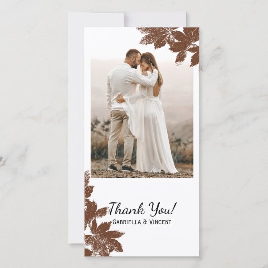 Bruine Herfst Esdorenblad Stempel Bedankt (Voorkant)