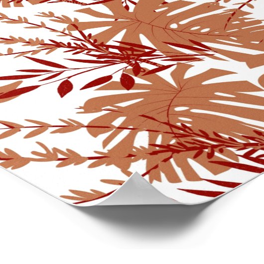 Bruine herfst Floral laat Y2K-patroon voorbijgaan Poster (Hoek)