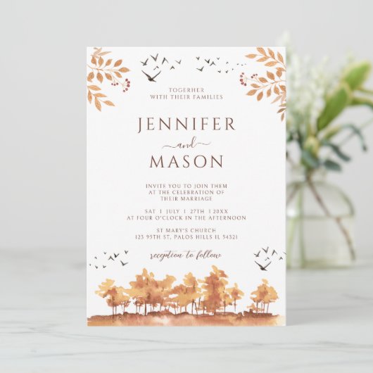 Bruine Herfst Herfst Landschapsboom bladeren bruil Kaart (Staand voorkant)