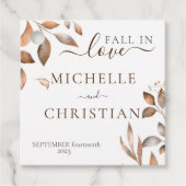 Bruine Herfst in liefde herfst gebladerte bruiloft Bedankjes Labels (Voorkant)