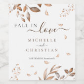 Bruine Herfst in liefde herfst gebladerte bruiloft Wijn Etiket (Enkel label)