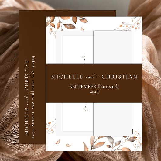 Bruine Herfst in liefde herfstgebladerte Uitnodigingen Wikkel