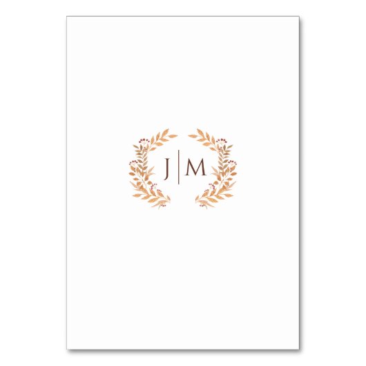 Bruine Herfst Landschapsbomen Trouwtafel Nummers Kaart (Achterkant)