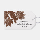 Bruine Herfst Leaf Stamp Weddenschap Hartelijk dan Cadeaulabel (Voorkant (Horizontaal))