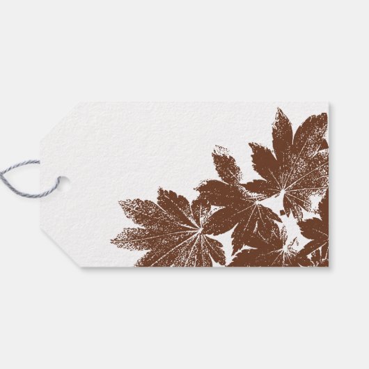 Bruine Herfst Leaf Stamp Weddenschap Hartelijk dan Cadeaulabel (Achterkant Horizontaal)