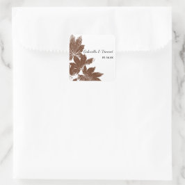 Bruine Herfst Leaf Stamp Wedding Envelope Seal Vierkante Sticker
