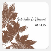 Bruine Herfst Leaf Stamp Wedding Envelope Seal Vierkante Sticker (Voorkant)