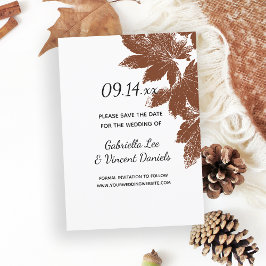 Bruine Herfst Leaf Stamp Wedding Save the Date