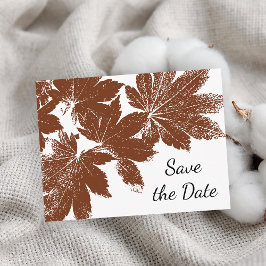Bruine Herfst Leaf Stamp Wedding Save the Date Aankondigingskaart