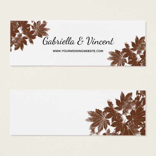 Bruine Herfst Leaf Stamp Wedding Website Kaart (Voorkant /achterkant)
