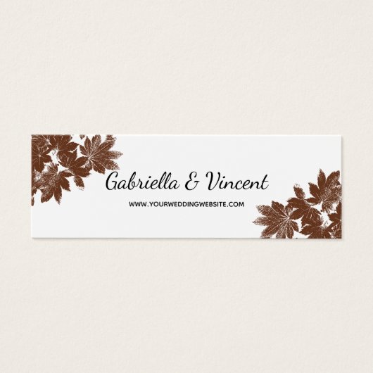 Bruine Herfst Leaf Stamp Wedding Website Kaart (Voorkant)