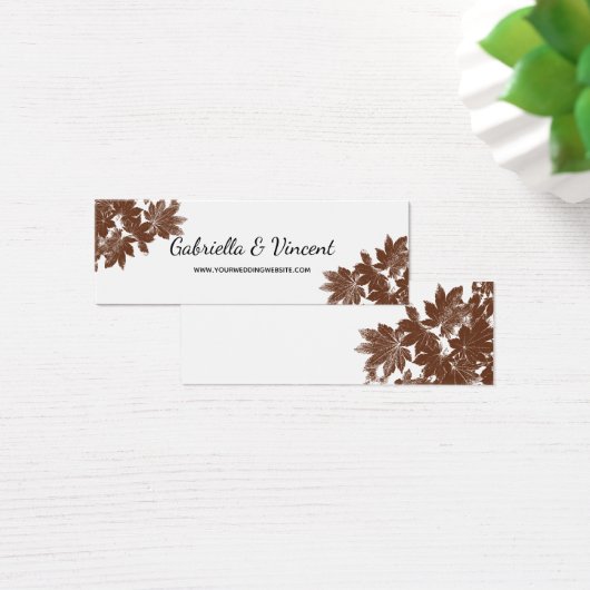 Bruine Herfst Leaf Stamp Wedding Website Kaart (Bureau)
