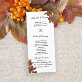 Bruine Herfst Maple Leaf Stamp Wedding Programme Programmakaart