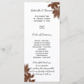 Bruine Herfst Maple Leaf Stamp Wedding Programme Programmakaart (Voorkant)