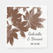 Bruine Herfst Maple Leaf Stamp Wedding Servet (Voorkant)